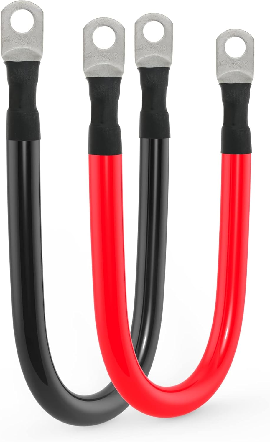 1/0 AWG Gauge Battery Cable Power Inverter Cables with 3/8 Inch Lugs for Solar Marine RV Car Truck Tractor Motorcycle 2Pcs (1FT) image number 1