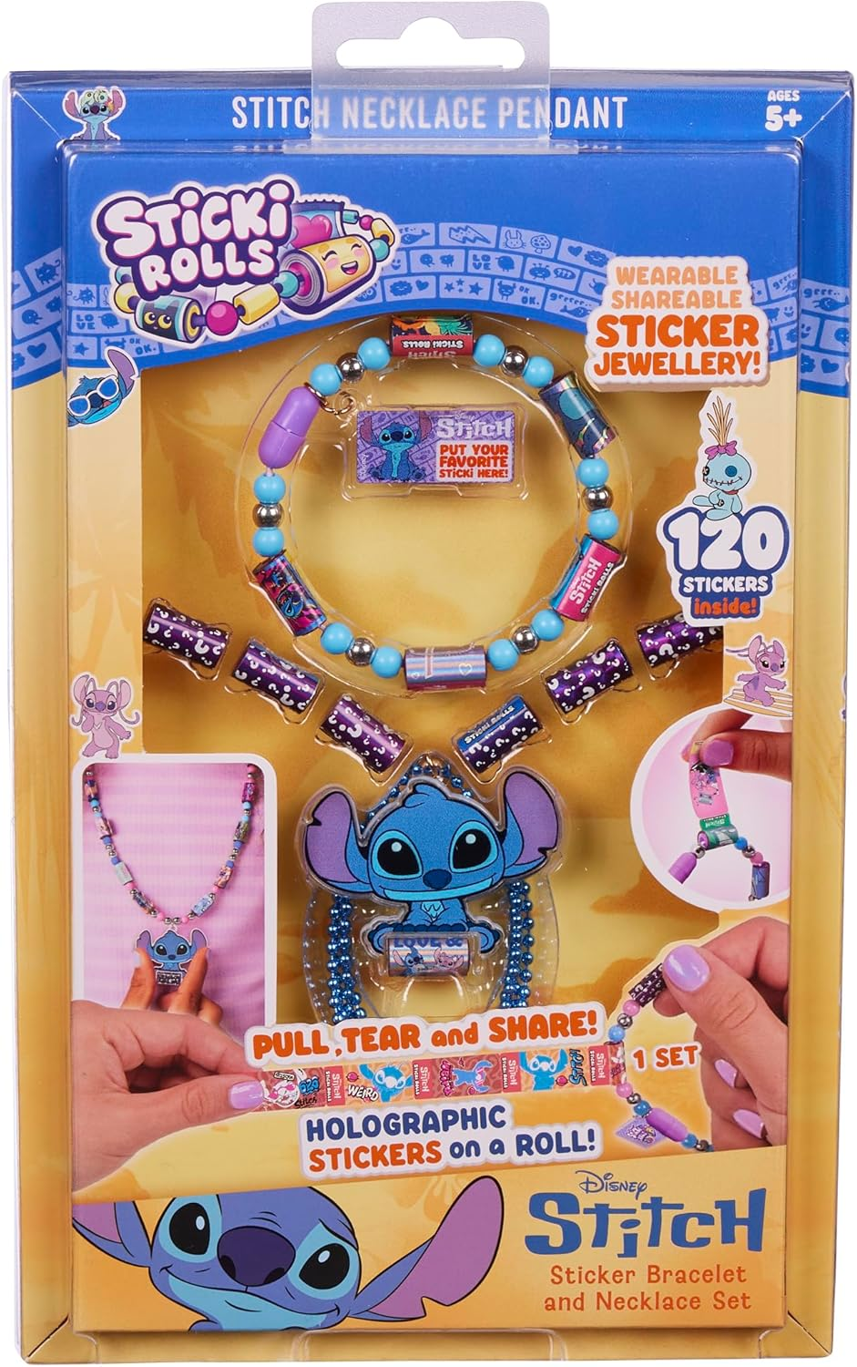 Sticki Rolls Stitch Pendant Pack, Wearable Sticker Jewellery, Collectable Toys, Disney Stitch image number 2