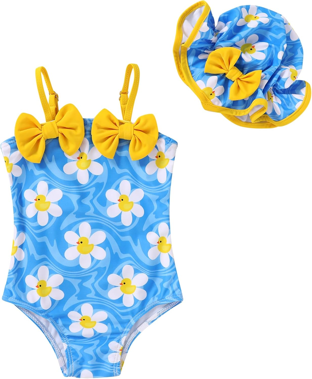 YOUNGER TREE Toddler Baby Girl Swimsuit Infant One Piece Bathing Suits with Hat Newborn Summer Beach Swimwear