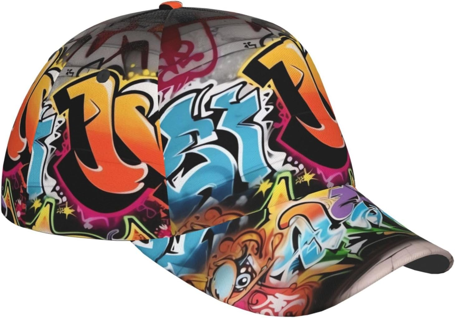 Graffiti Hip Hop Baseball Cap for Women Men Classic Adjustable Summer Sun Hat Sports Stylish Trucker Hat Golf Cap Dad Hats for Running Workout Black