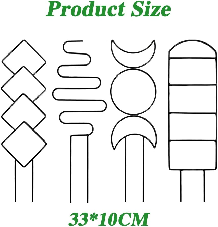 4 Pack Metal Plant Trellis for Climbing Plants, Small Garden Support for Indoor Potted Vines, Ivy & Flowers, Decorative Outdoor Vine Trellis with Different Patterns image number 5