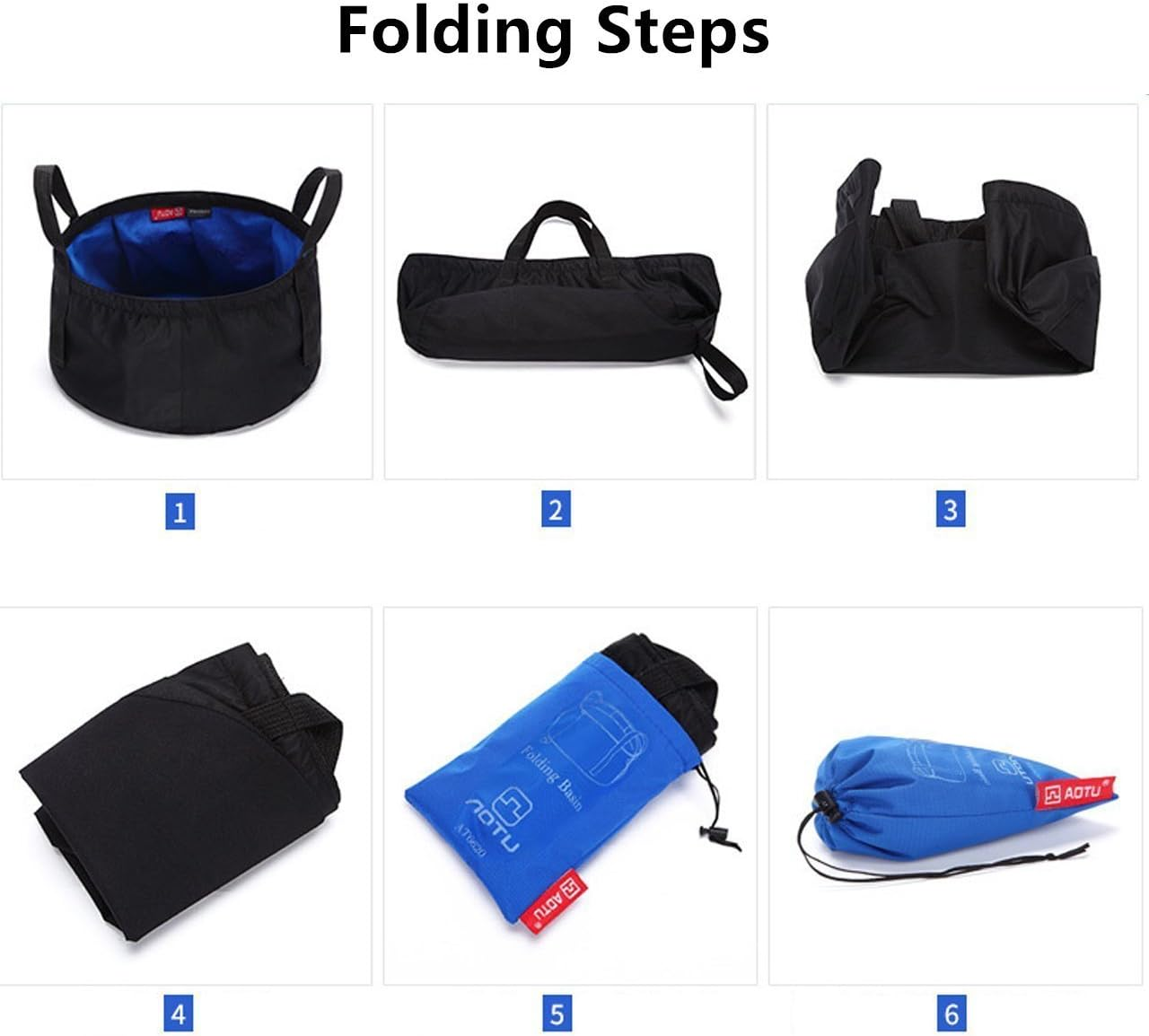 Winise 7L Lightweight Portable Folding Wash Basin Wash Bowl Multi-Functional Collapsible Bucket Water Bag Water Storage Collapsible Carrying Pouch Handle Bag for Outdoor Traveling Camping Hiking Fishing (Blue/Green/Red)