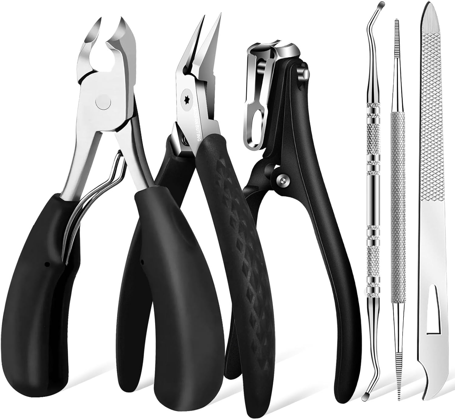 Manicure Set for Seniors and Men, 6 Pieces Pedicure Set for Thick and Deep Ingrown Toenails, Nail Scissors, Toenails with Long Handle, Professional Care Tool BAODANBUTING