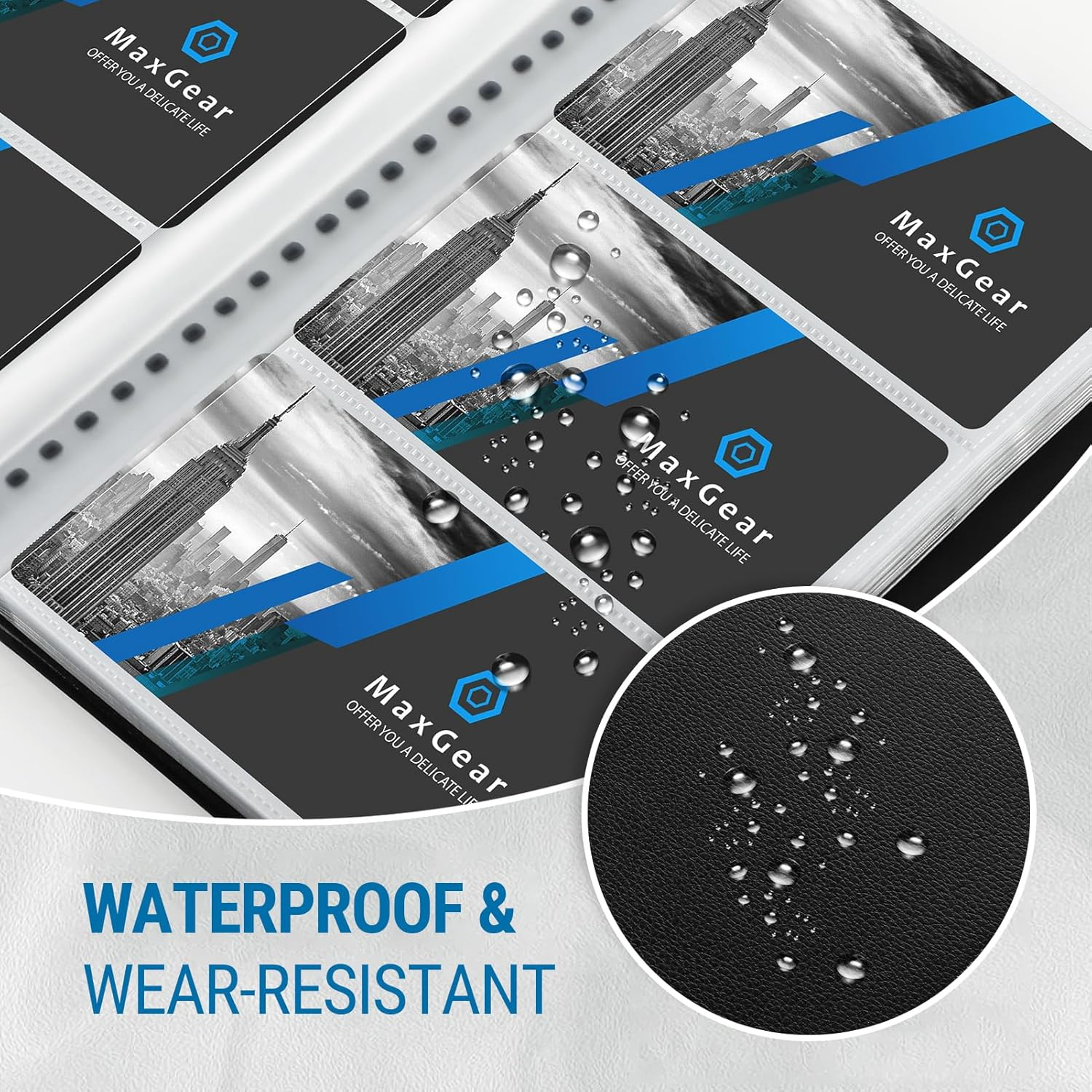 Maxgear Business Card Book Holder Journal Business Card Organizer Professional PU Leather Name Card Book Holder Office Business Card Holder - Hold 240 Cards Black image number 3