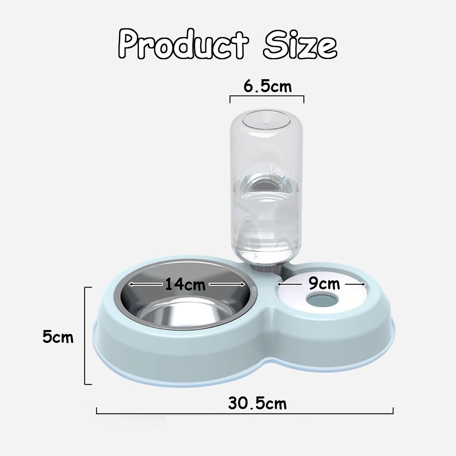 Taoluwin Cat Food and Water Bowl Set, Stainless Steel Automatic Refill Pet Bowls, Siphon Waterer with Splash Guard, Anti-Tip Double Dish for Cats/Kittens/Small Dogs image number 2