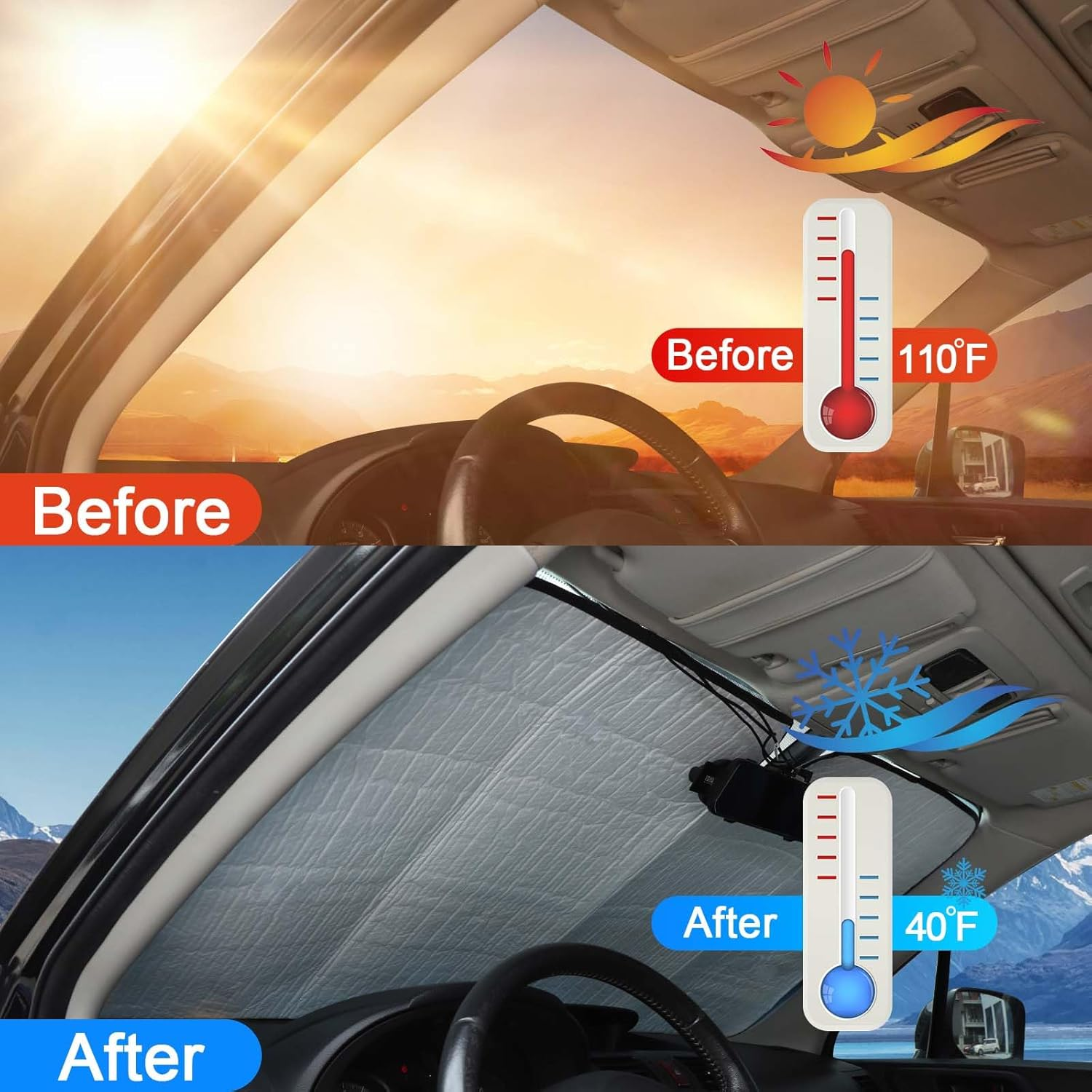 Windscreen Sun Shade Compatible with Subaru Forester Accessories | Reflective Windshield Cover Window Shade | UV & Heat Blocking Cover (Aluminum Foil, SJ 2013-2018) image number 6