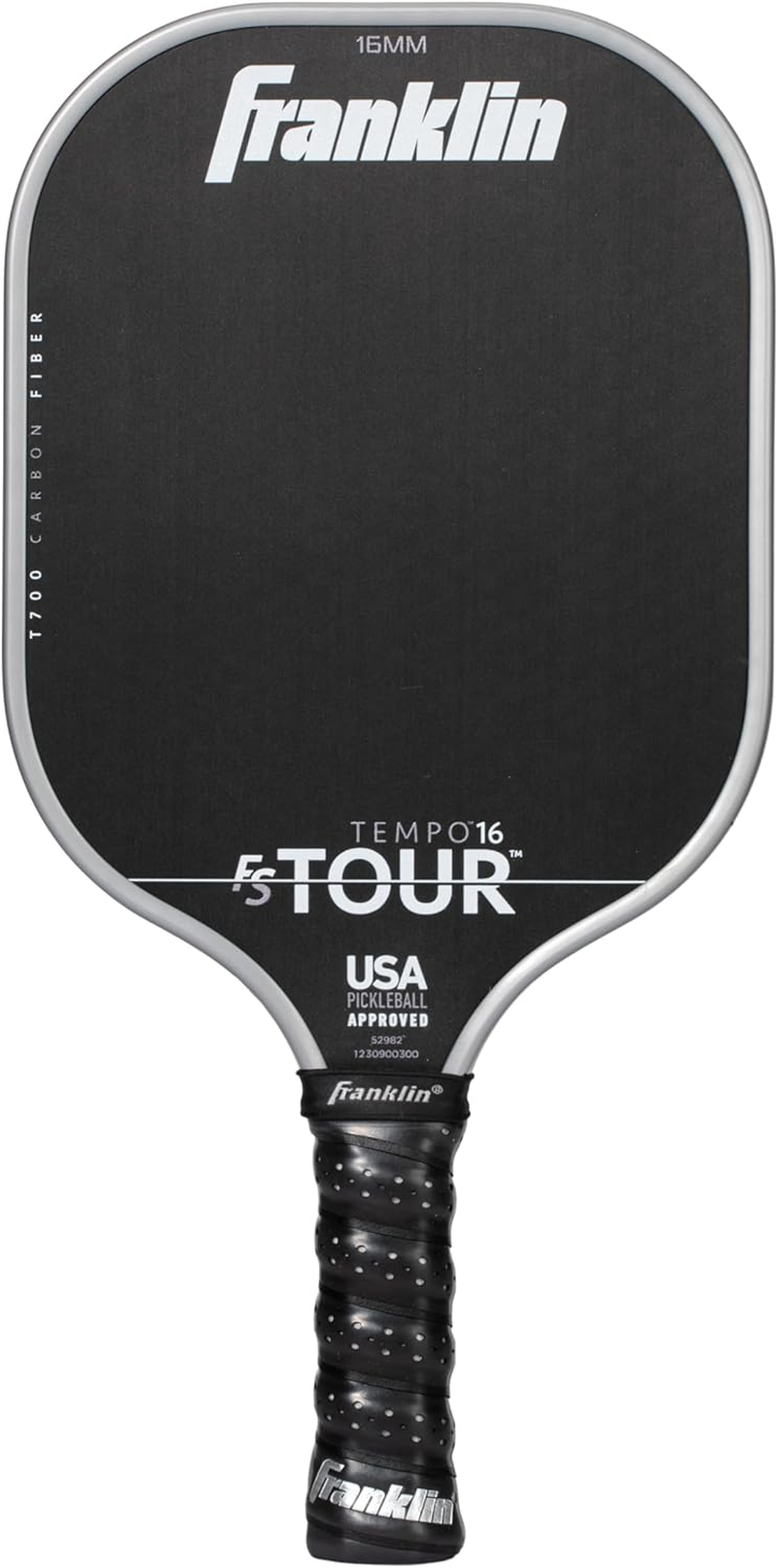 Franklin Sports Pro Pickleball Paddles - FS Tour Series Raw Carbon Fiber T700 - USA Pickleball Approved - Unibody Epoxy Resin Injected Edge - Dynasty + Tempo - 14Mm/16Mm Core - Gray, Blue + Pink