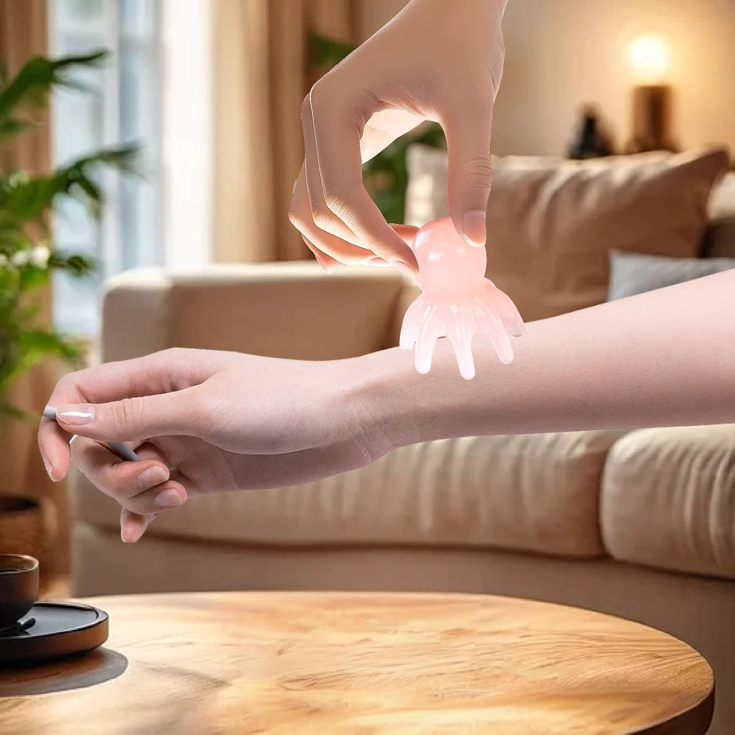 Koolsoo Octopus Massage Comb Head Scalp Massage Compact with Handle Portable Meridians Tool Point Tool for Grooming Home Women Men, Pink - Violet image number 2