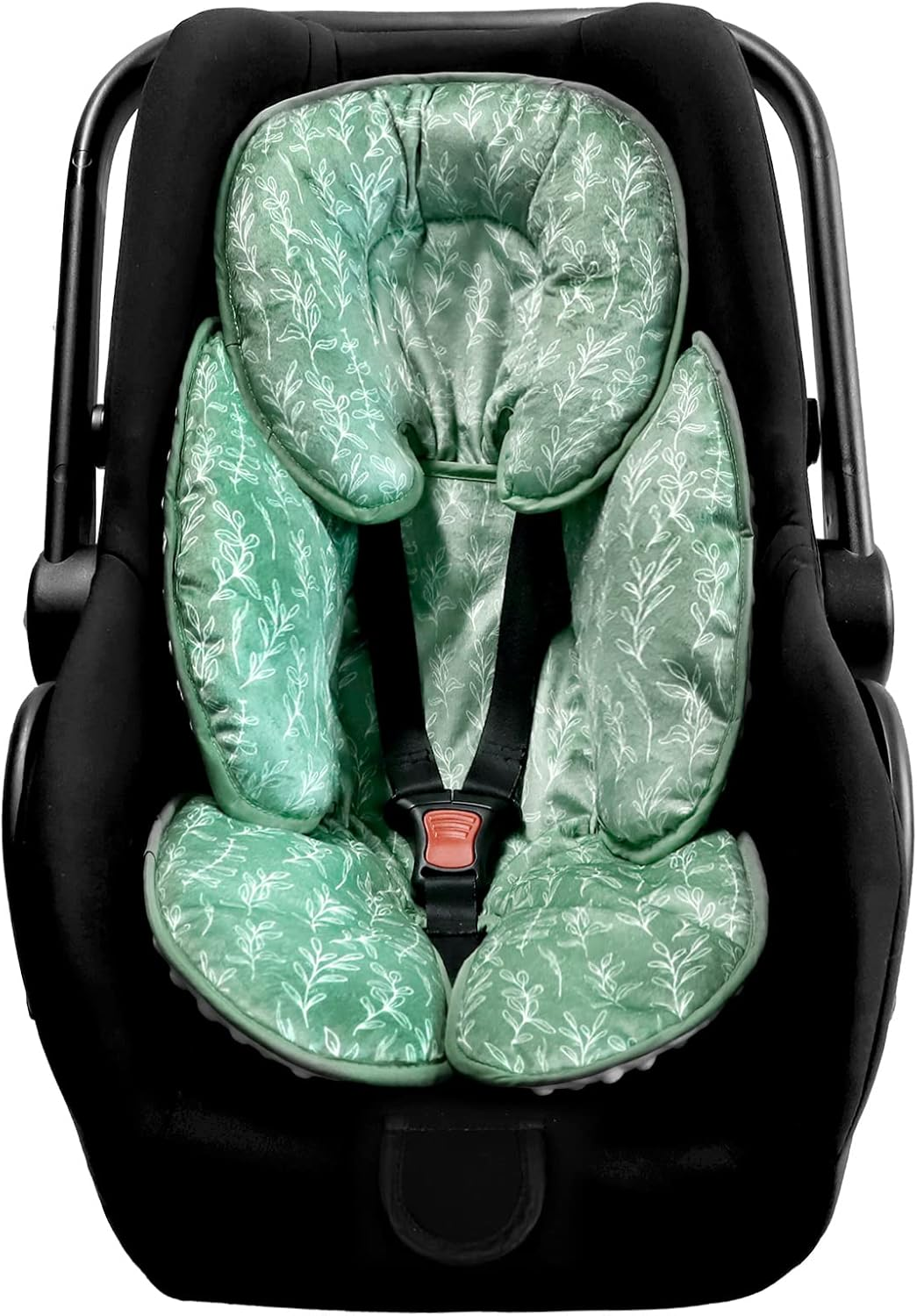 Pink Infant Car Seat Body Support Pillow,2-In-1 Reversible Carseat Insert,Soft Cushion for Swing, Bouncer,Flowers