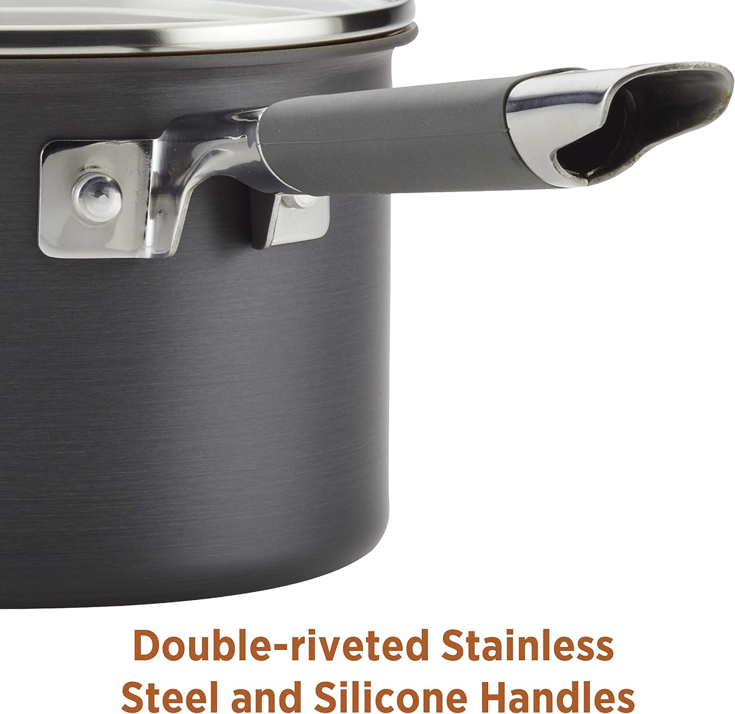 Farberware 80183 Glide Pro Hard Anodized Ceramic Nonstick Cookware Pots and Pans Set, 11 Piece, Gray image number 5