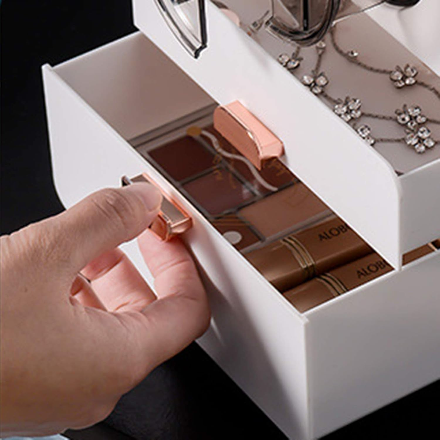 Jewelry Storage Box, Multifunctional Large Capacity Earrings Storage Box Portable Chinese Style Retro Necklace Storage Organizer for Girl Women/467 (Color : Blue) image number 2