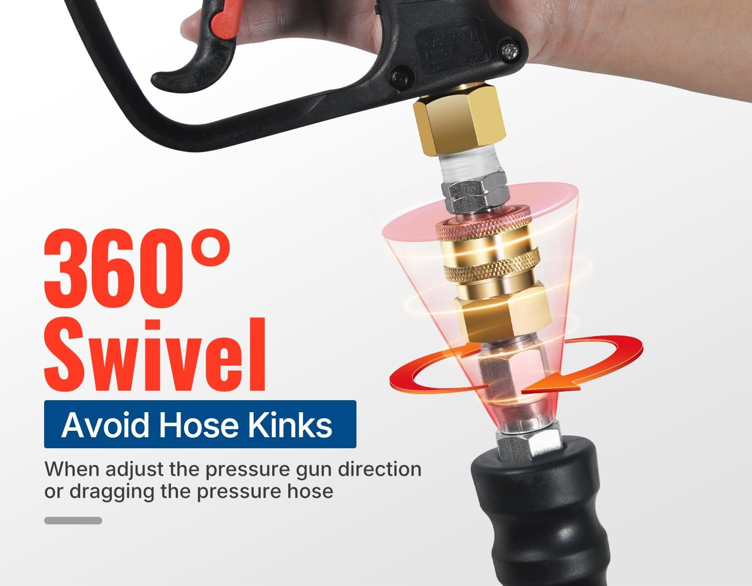 YAMATIC 3/8" Pressure Washer Hose 4000 PSI 100FT Hot Water Power Washer Hose Max 212&deg;F with Swivel Quick Connect, Commercial Grade Steel Wire Braided & Synthetic Rubber Jacket, Kink Resistant image number 2