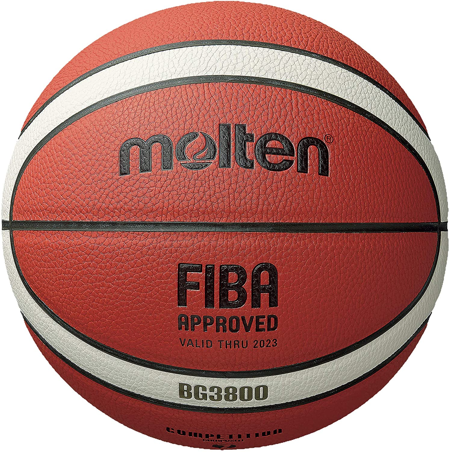 Molten FIBA Approved Basketball, 7 Inches, 12 Panel, 2-Tone Design, Orange/Cream, 1 Pack image number 2