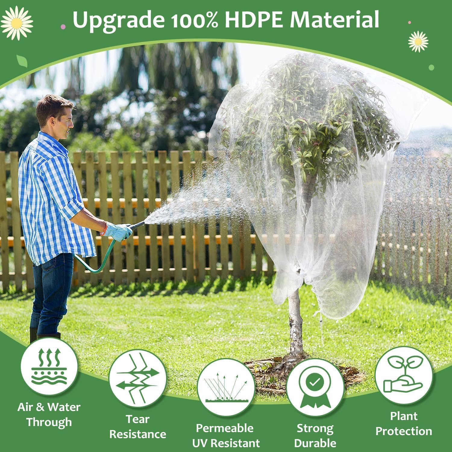 Large Fruit Tree Netting with Drawstring & Zipper, 5.9X7.8Ft Garden Protection Net - Reusable Anti-Bird Insect Netting for Fruit Trees, Plants, and Berry Bushes (5.9 * 7.8FT) image number 1