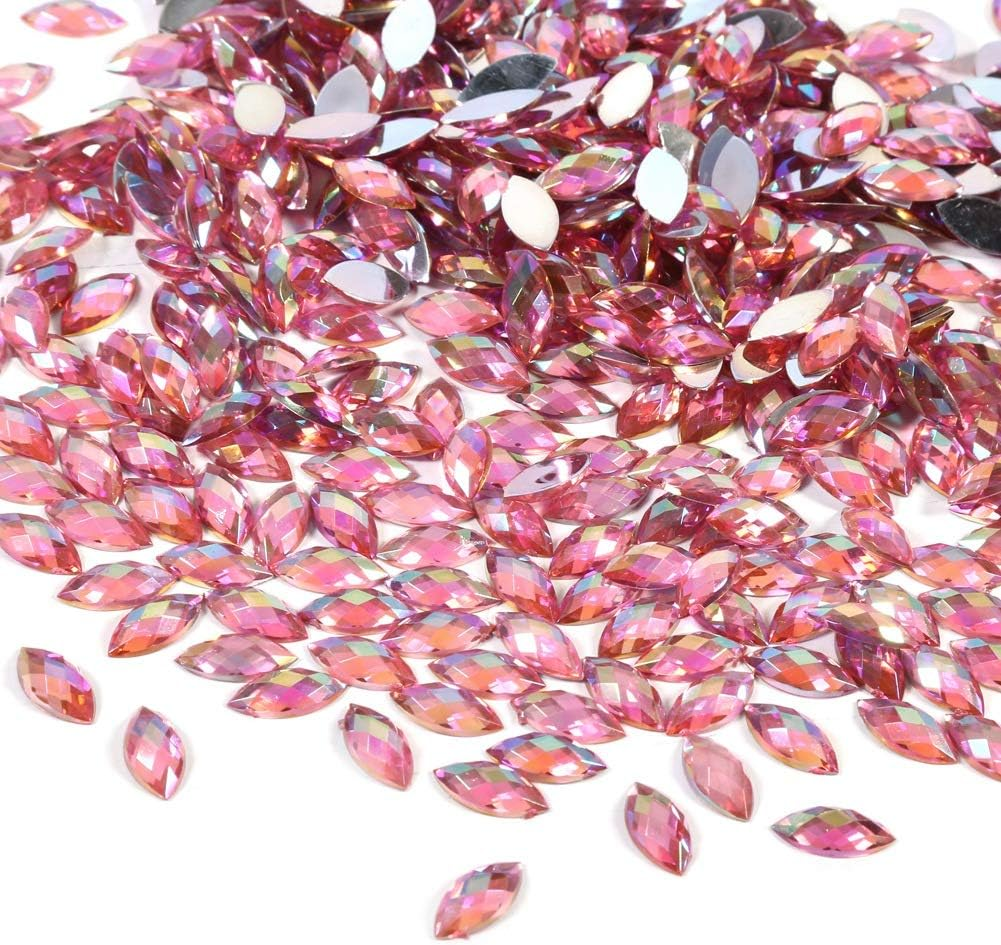 500Pcs 7 15Mm Crystal Acrylic Flat Back Marquise Decorative Clothes Mobile Phones for Cups Glass Bottle Cups DIY Crafts and Other Flat Back Rhinestone Crafts in Bulk (Dark Blue)