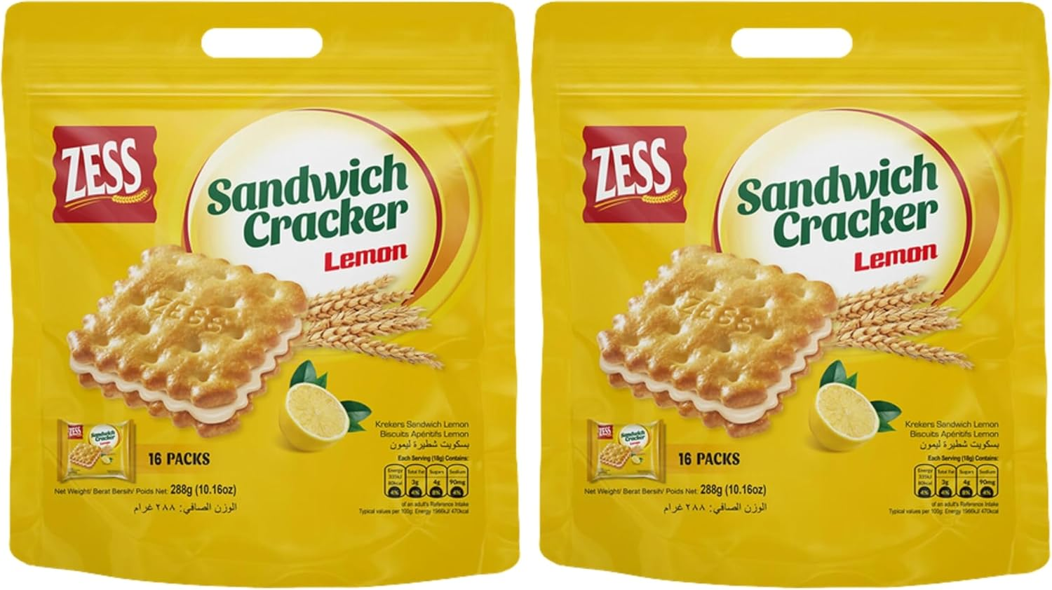 Zess Super Ring Cheese Cracker 75G - 288 G (Pack Of 2), Lemon Cracker 288G