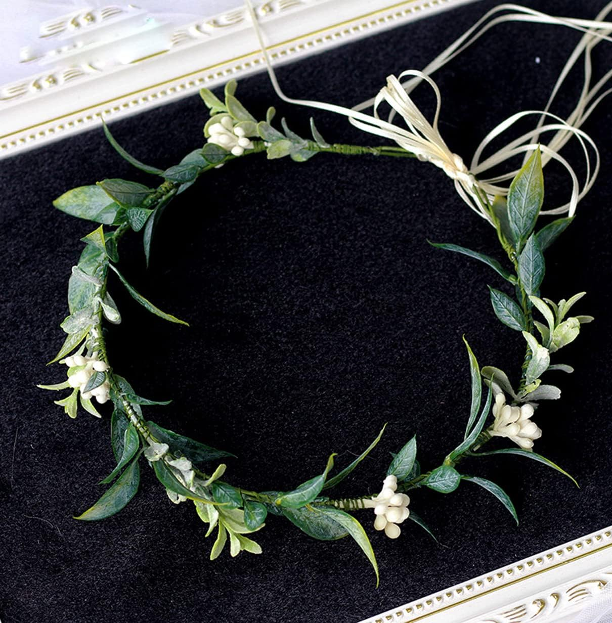 Merroyal Green Flower Crown Eucalyptus Petals Floral Crown Boho Wedding image number 1