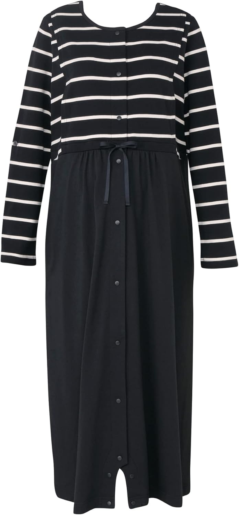 Wacoal Maternity MFY370 Maternity Pajamas, Maternity Pajamas, for Nursing, Hospital Preparation, 100% Cotton, Room Wear, Open Front, One-Piece, Easy Nursing, Long Sleeve