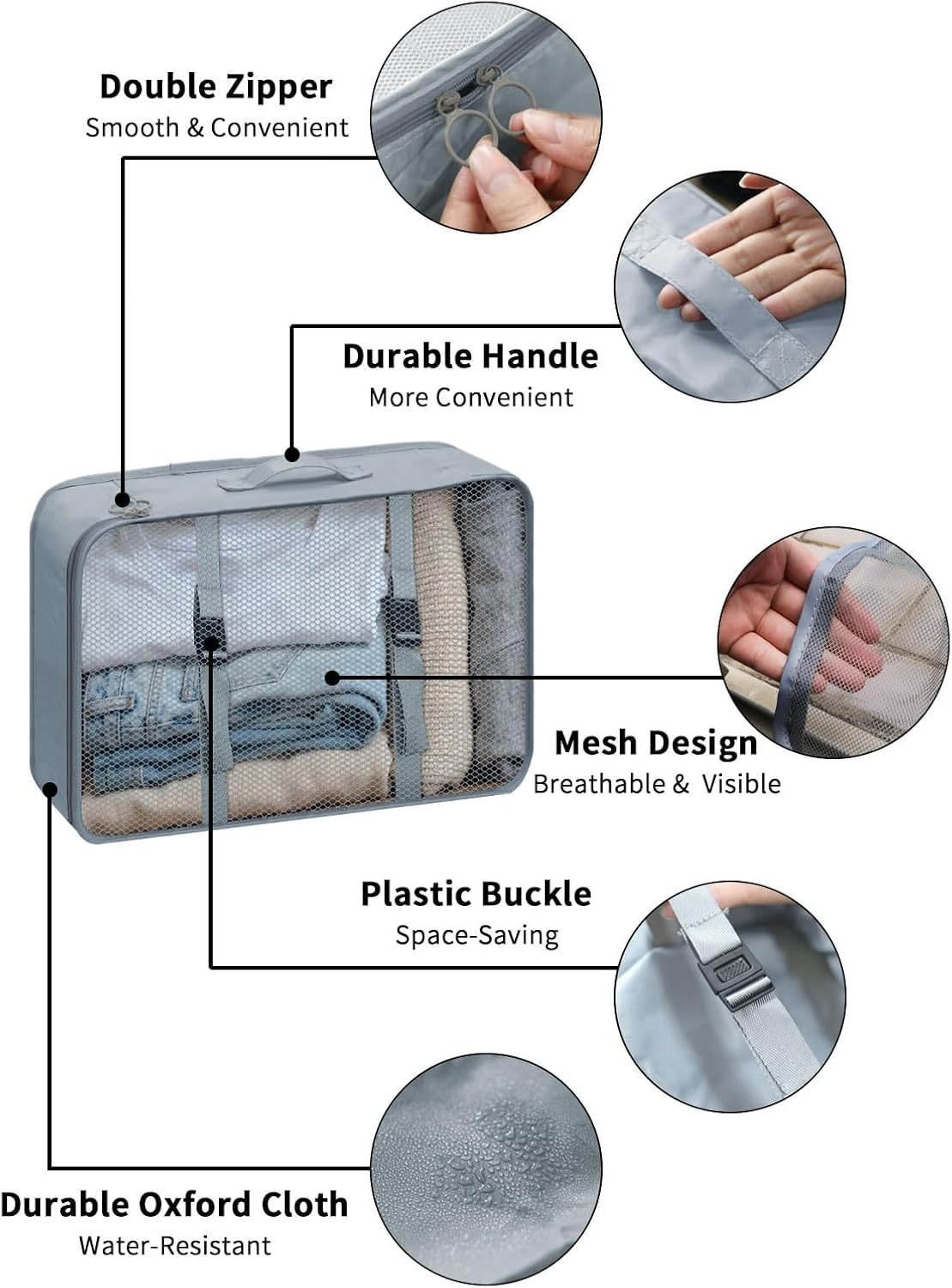 OUNAIDE 12 Set Packing Cubes for Travel, Travel Essentials Packing Cube, Lightweight Luggage Suitcase Organizer Bags with Shoe Bags & Accessories Bags, Foldable Packing Organizer image number 4