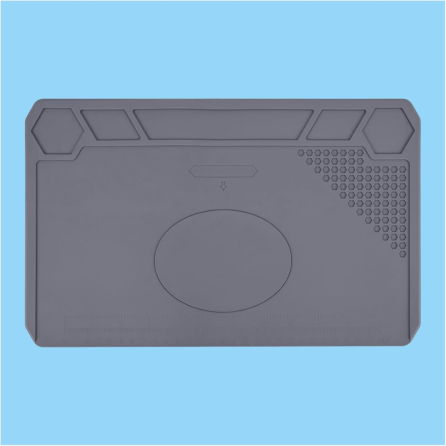 MMOBIEL Soldering and Repair Mat Silicone - 35 X 22 Cm Heat-Resistant up to 500&deg;C (932&deg;F) &ndash;Workbench Mat for Soldering, Cell Phone and Electronics &ndash; Silicone Soldering Mat with Heat Insulation &ndash; Grey image number 2