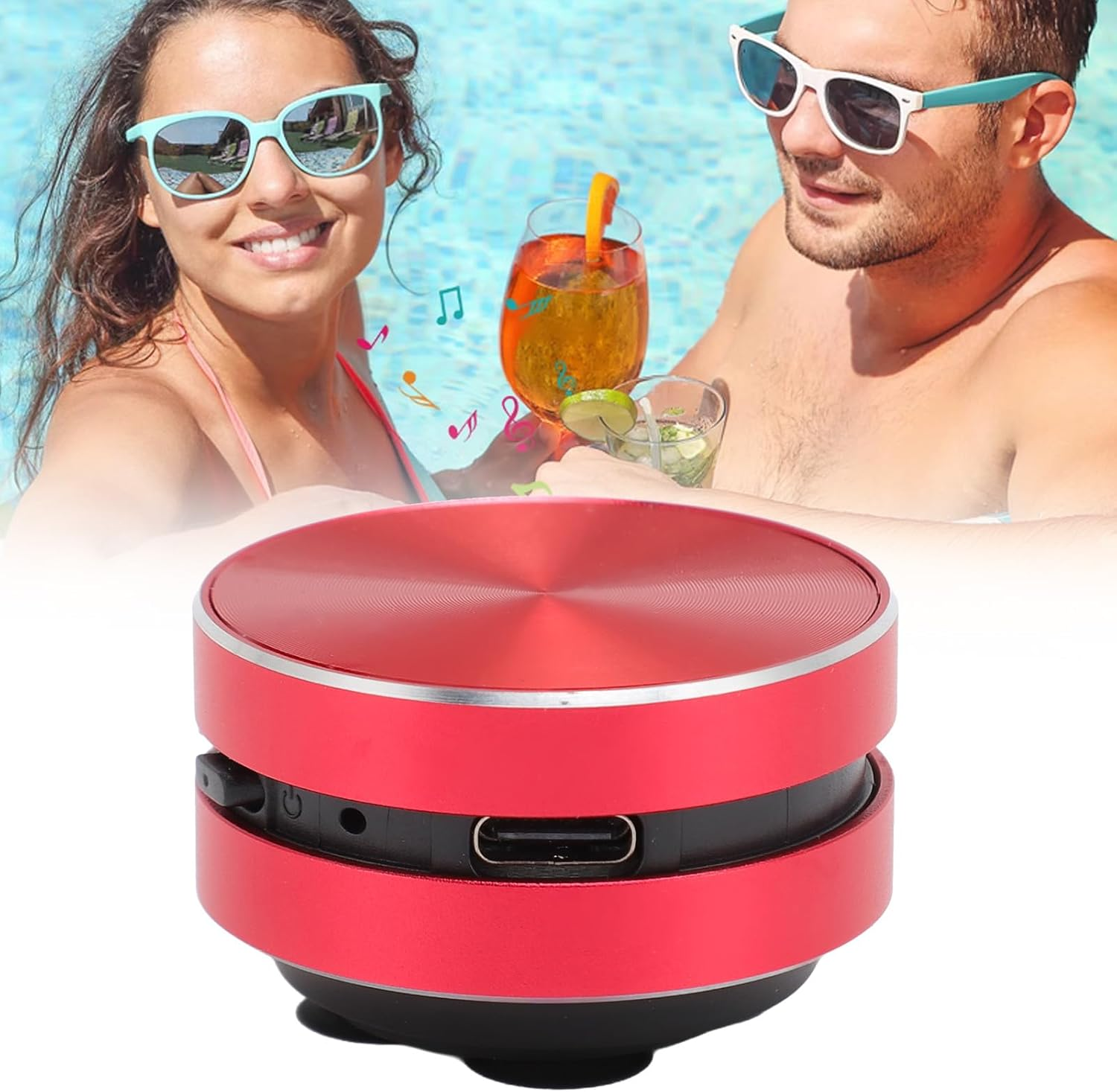 Dpofirs Wireless Bone Conduction Speaker, Bluetooth Mini Speaker Bone Conduction Portable Wireless Speakers for Home, Outdoor, Travel, and Party Use, with Suction Cup (Red) - Black image number 7