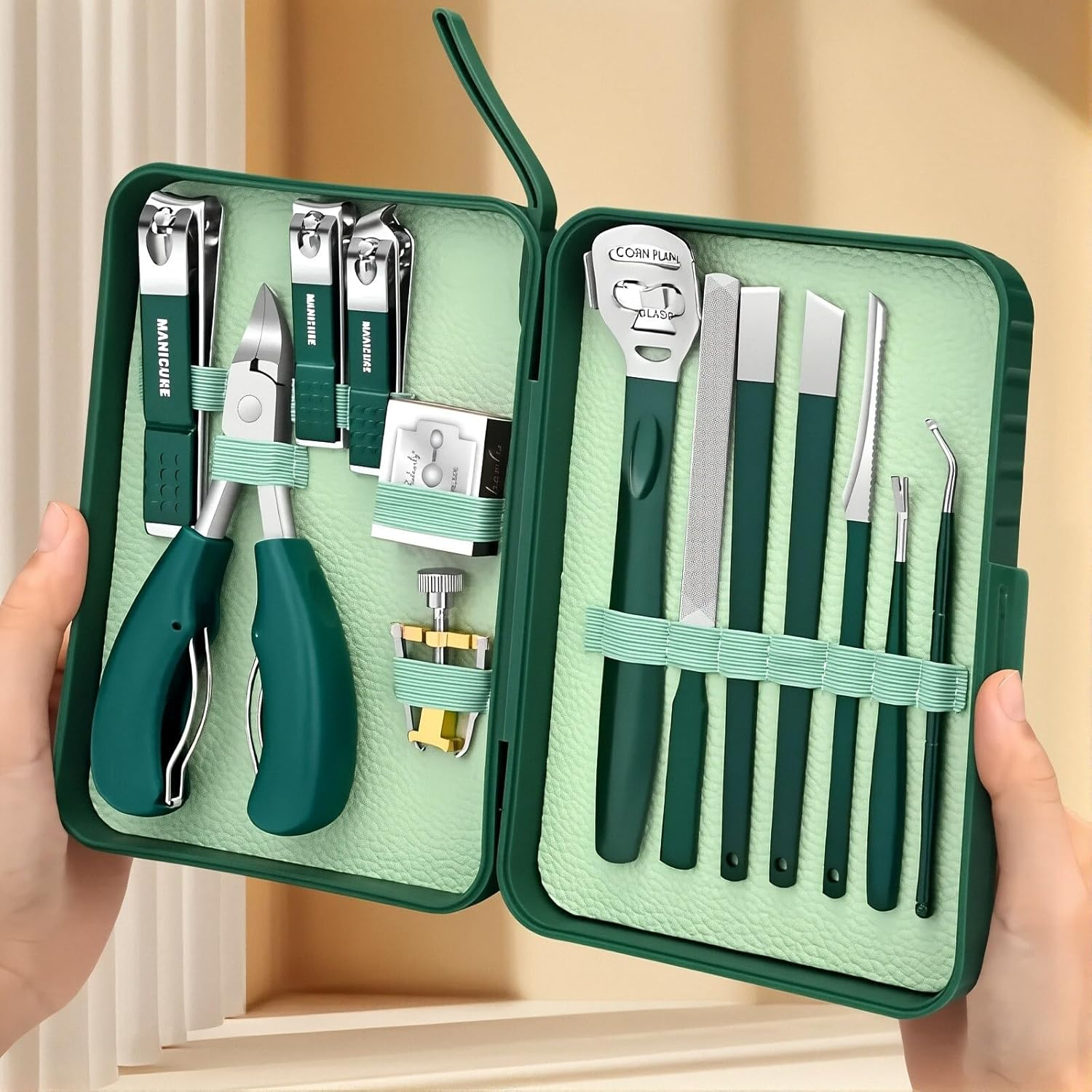 18-PCS Manicure Set for Men and Women - Professional Stainless Steel Nail Care Kit with Travel Case Nail Clippers, Scissors, Cuticle Tools for Home & Travel Grooming