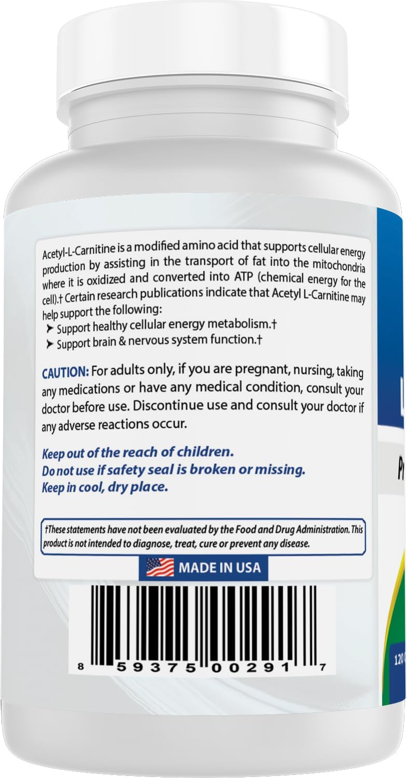 Best Naturals Acetyl L-Carnitine 500 Mg 120 Capsules (120 Count (Pack of 2)) image number 4