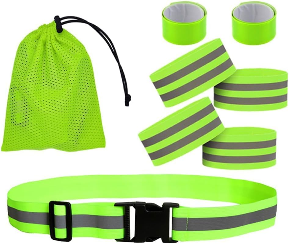 High Visibility Reflective Belt Reflectors Vest, Adjustable Reflective Wristbands Arm Bands,Reflective Running Gear for Men and Women,For Night Running Safety, Walking, Cycling image number 4