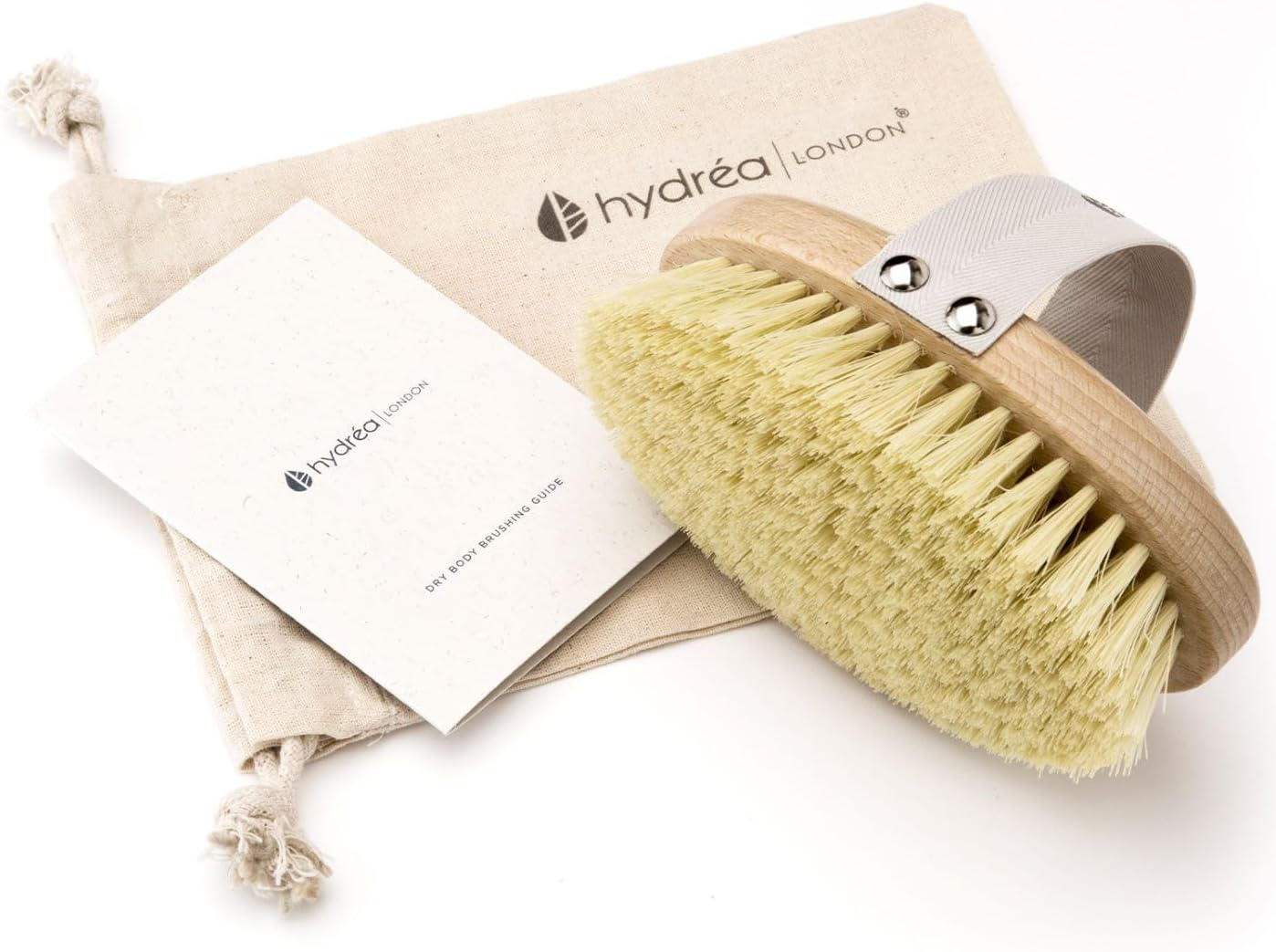 Hydrea London Body Brush - Exfoliating Dry Scrubber, Cellulite Remover, & Skin Exfoliator, Helps Improve Lymphatic Flow - 100% Vegan, FSC&reg; Certified Beechwood, & Natural Cactus Bristle image number 1