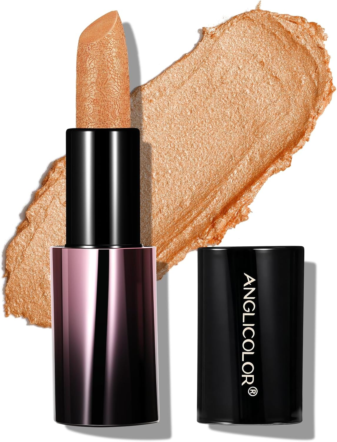 Anglicolor Metallic Gold Lipstick for Subtle 3D Shimmer Effect,Glitter Moisturising Lipstick,Vitamin E & Caster Seed Oil - Light,Soft Creamy Formula,Non-Sticky (04 SUNSET GILDED) image number 6