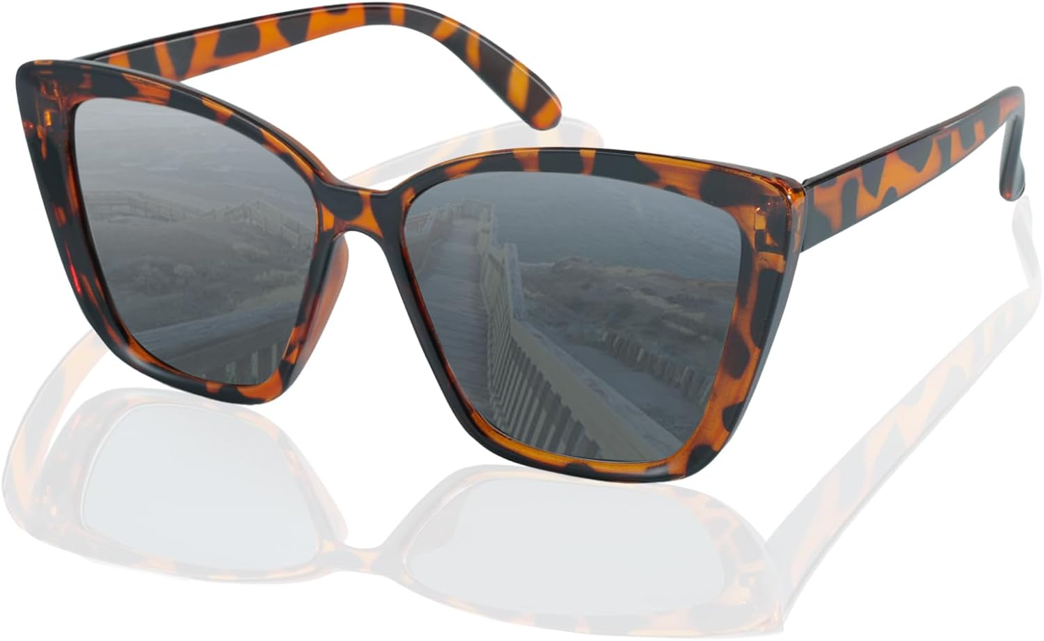 Faddishair Trendy Sunglasses for Men Rectangle Vintage Brown Large Polarized Aviator Sunglasses for Women Running Sports image number 1