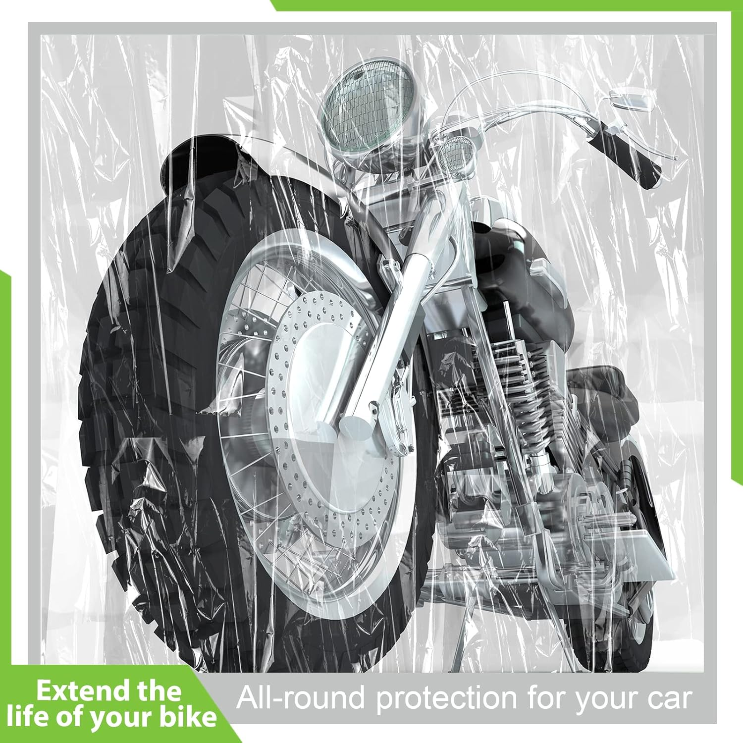 4 Pcs Motorcycle Cover,Disposable Clear Plastic Moped Cover Medium （XXL ） Waterproof Protection Dust Outdoor Rain Cover for Harley,Davidson,Yamaha,Suzuki,Honda, Kawasaki, ( Indoor Universal) image number 2