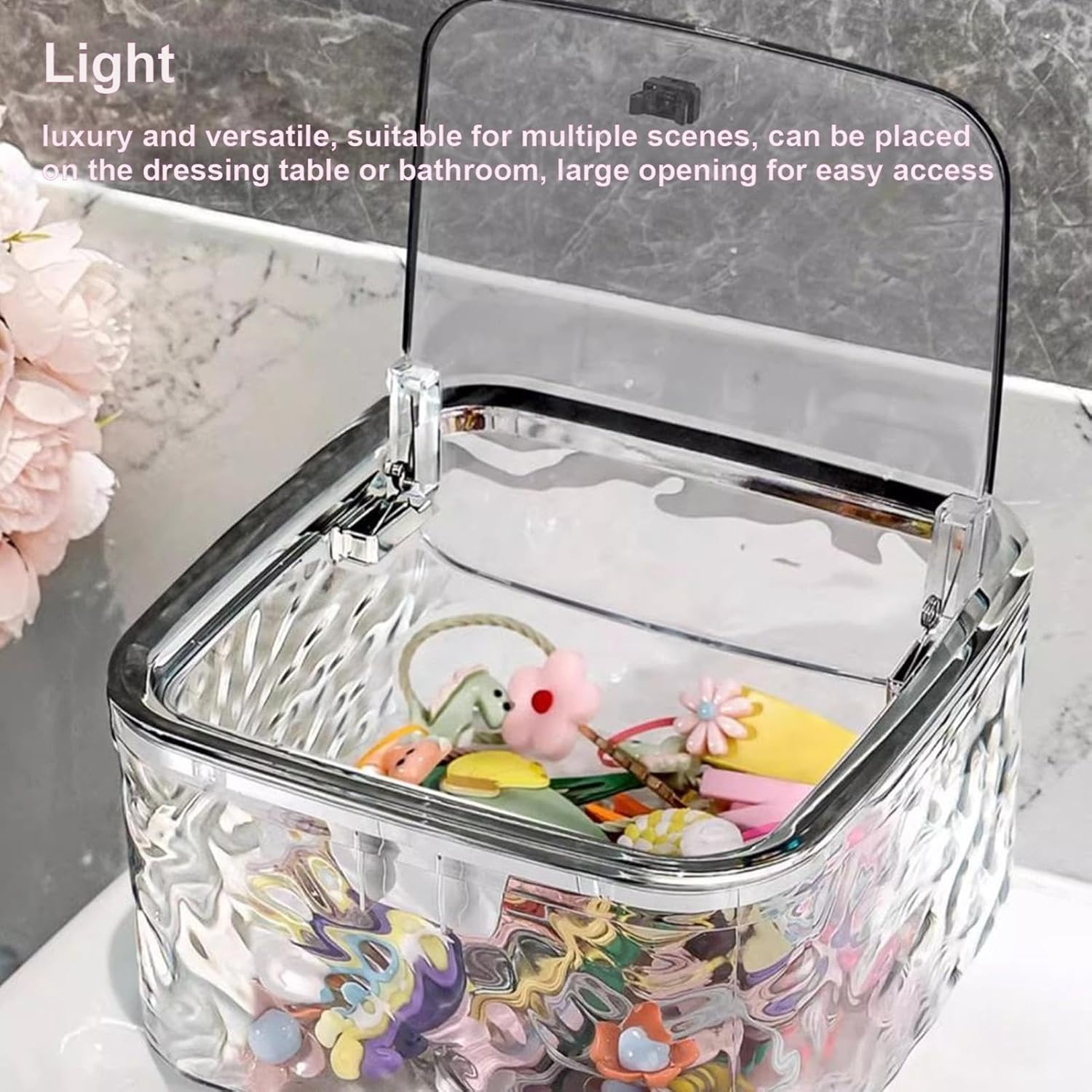 Hair Accessories Storage Container - Clear Hair Tie Organizer,Hair Accessories Holder with Lid, Storage Case, Tool Box for Hair Ties Accessory