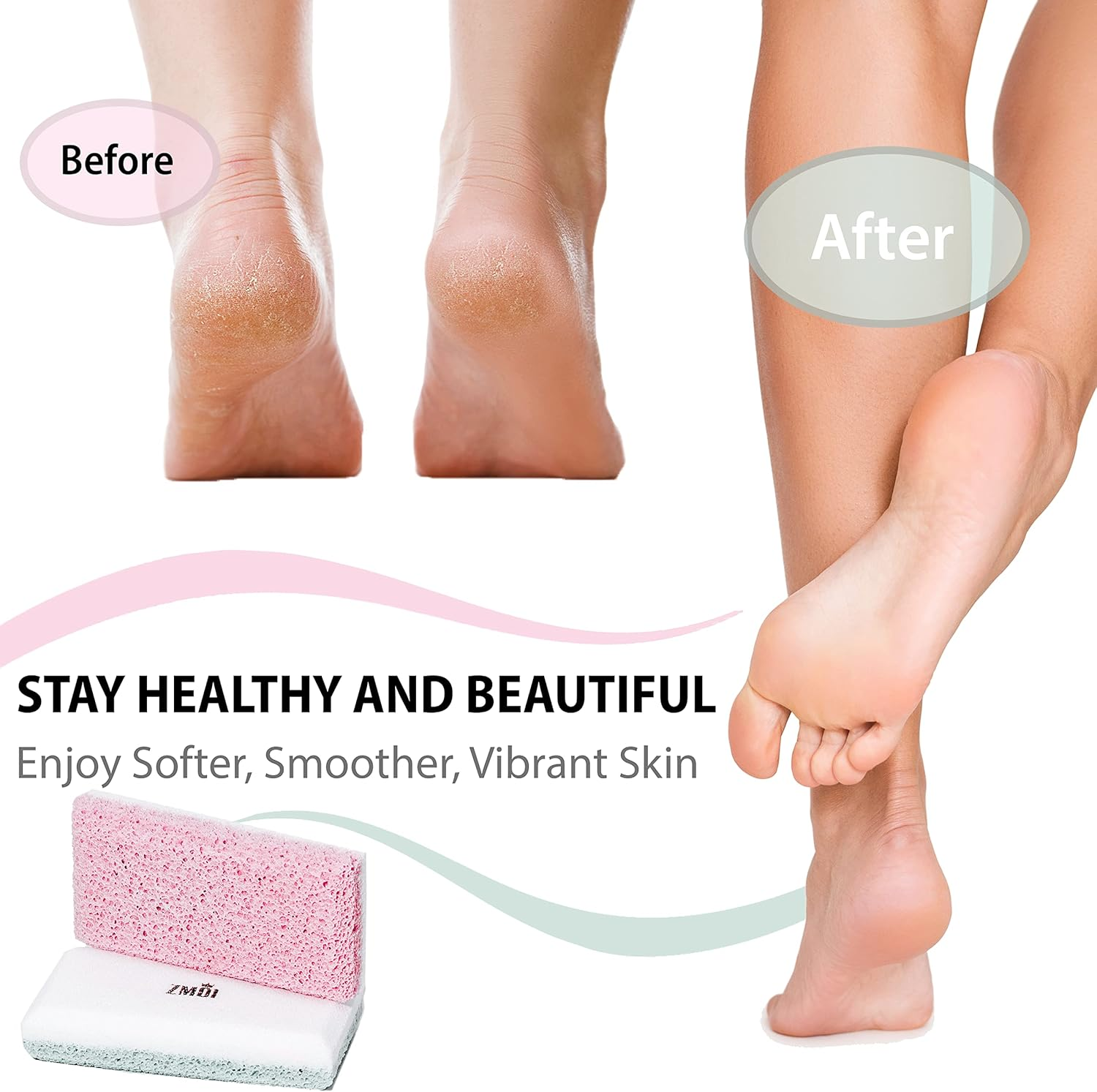 ZMOI Glass Pumice Stone Callus Remover for Feet, Elbows, Hands, and Knees, Spain Made - 2 in 1 Pedicure Exfoliator and Scrubber for Rough, Hard Skin (Pink Color) image number 3