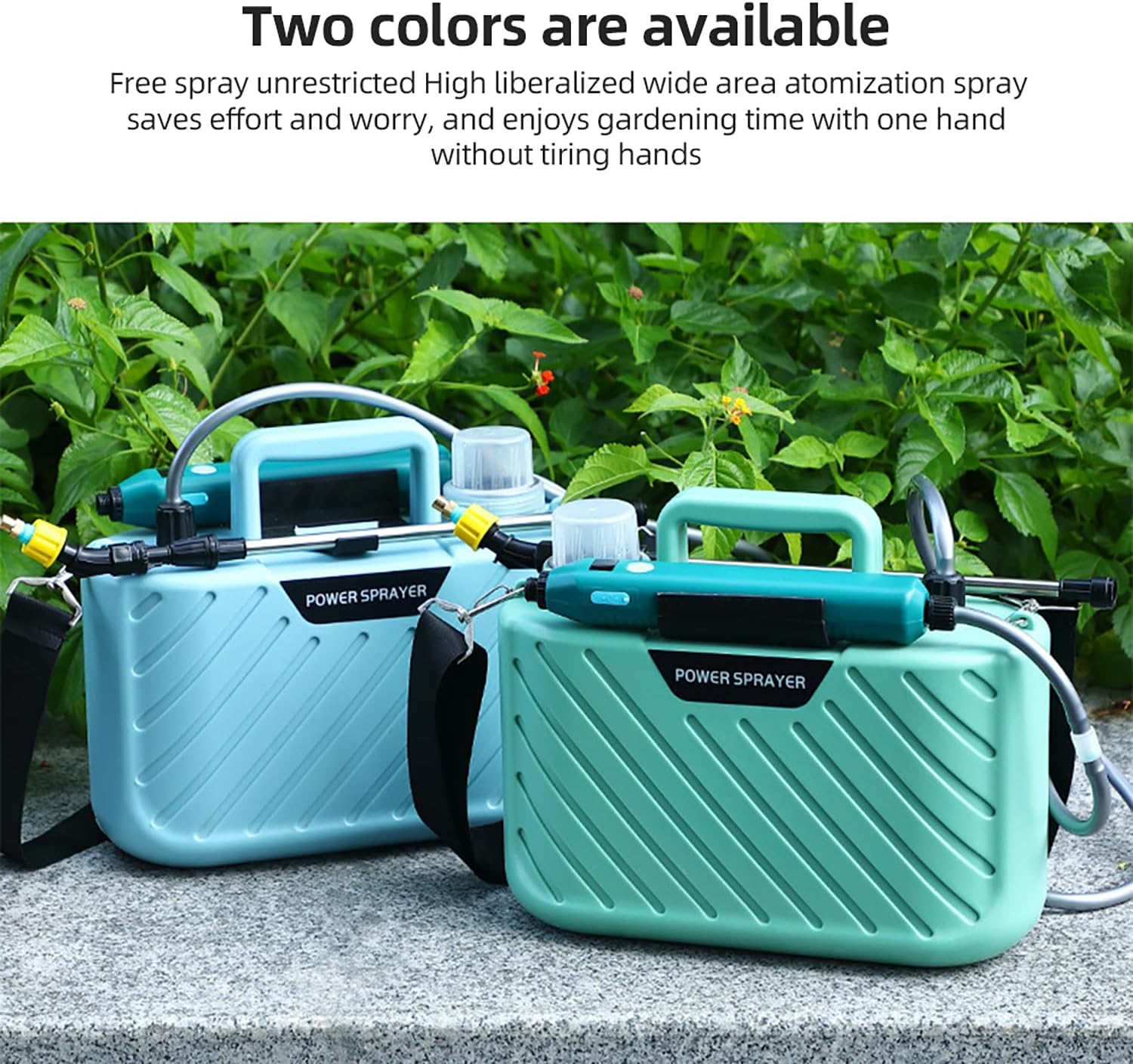 Battery Powered Garden Er with 2 Nozzles 1.32 Gallon/5L Lawn Water Er with USB Handle and Wand Portable Electric Er with Shoulder S for Gardening Blue image number 4