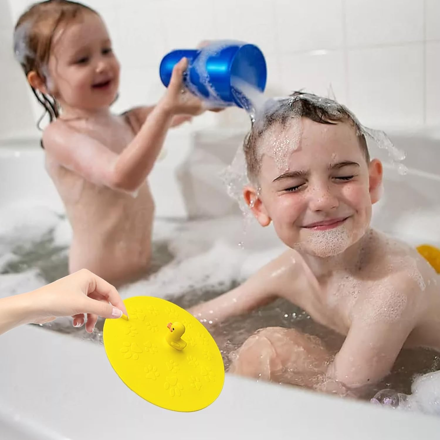 Bathtub Stoppers Drain Plug Cover, Cute Silicone Bath Drain Cover,Tub Stopper Flat for Shower Bathroom Laundry,Universal Sink Stopper Kitchen Drain,1 Pack Floor Drain Backflow Preventer (Yellow) image number 5