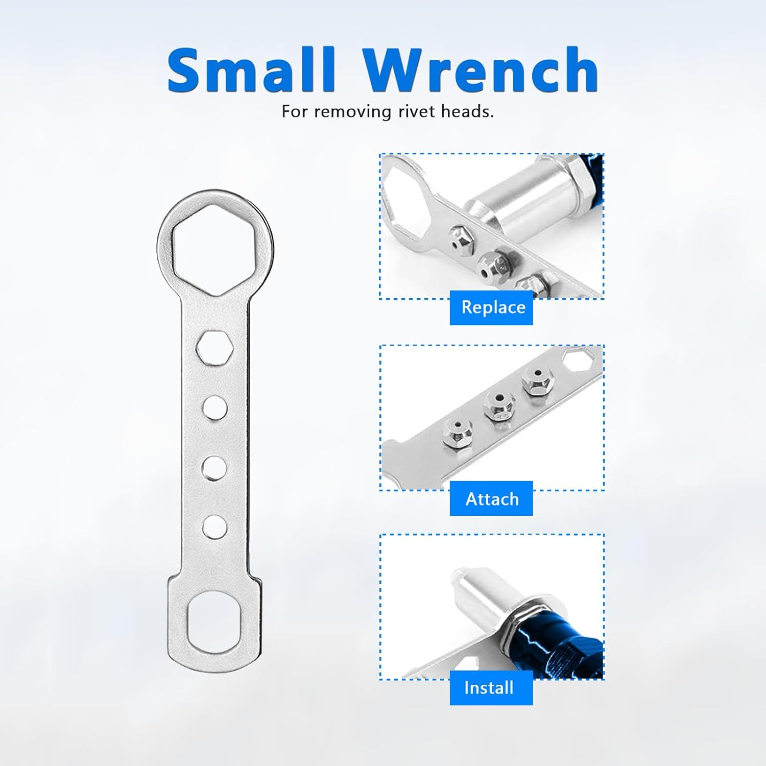 Universal Conversion Head for Blind Rivet Gun with 100 Blind Rivets,Electric Rivet Gunhandheld Rivet Gun Head Kit Tool image number 1