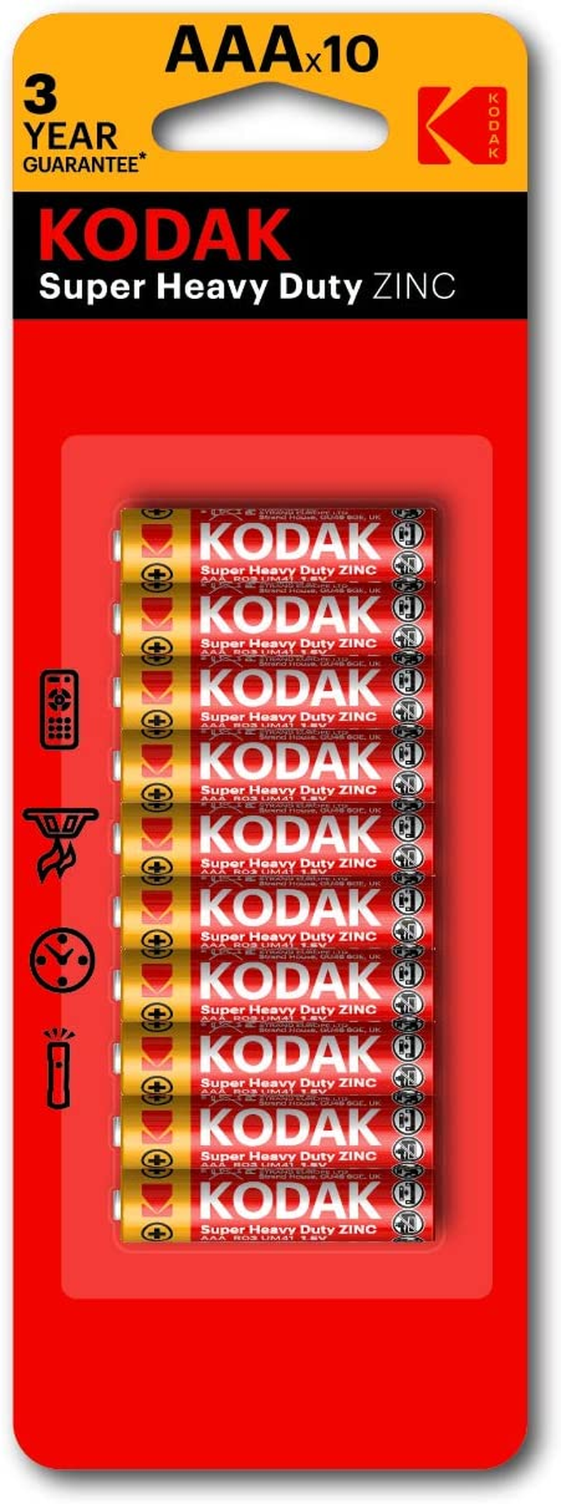 Kodak Super Heavy Duty AAA 10 Pack Zinc Batteries (30410589)