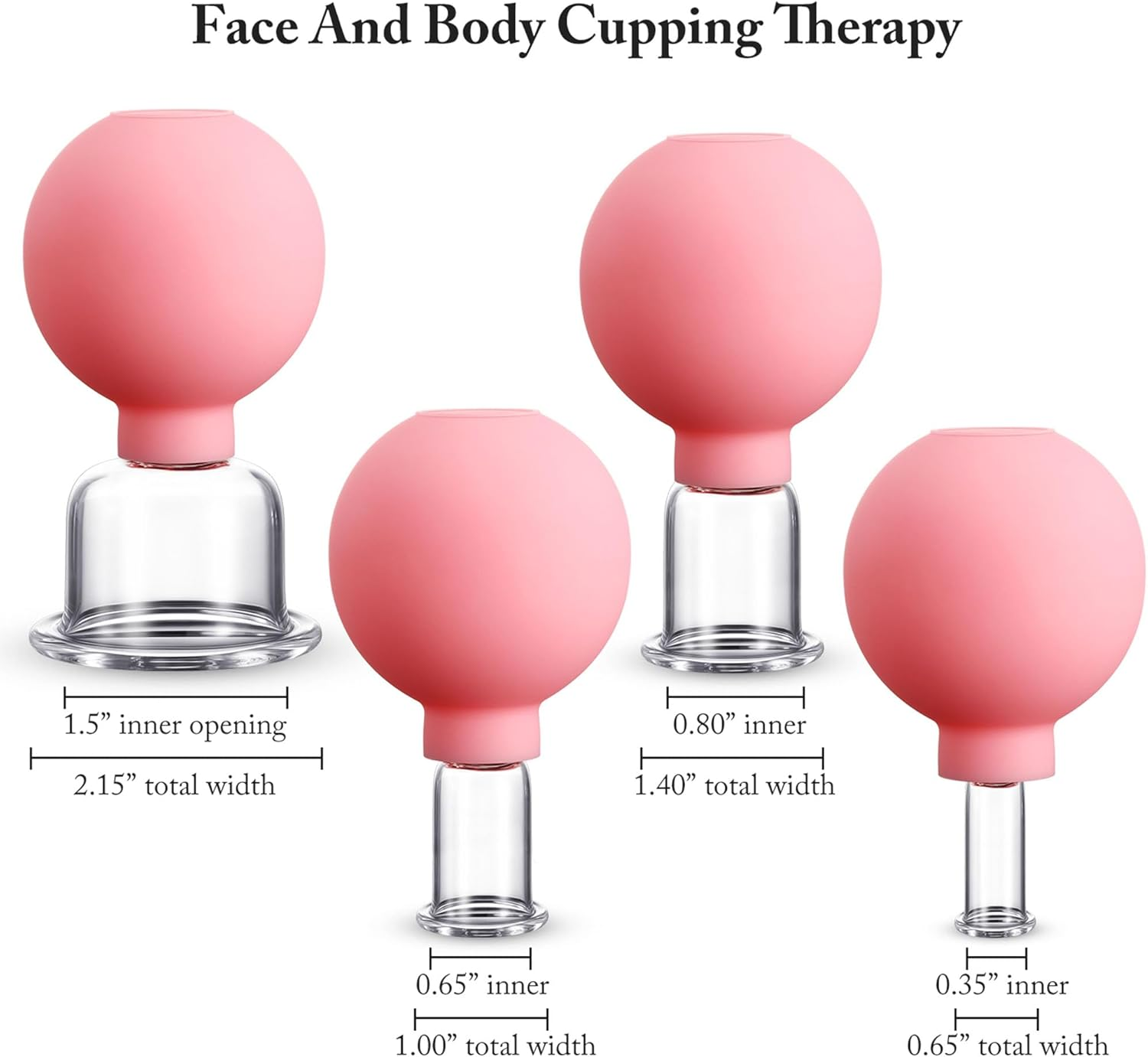 4 Pieces Glass Cupping Set Glass Silicone Cupping Cups Massage Vacuum Suction Cupping Cups for Body Face Leg Arm Back Shoulder Muscle and Joint Pain (Pink) - Green image number 3