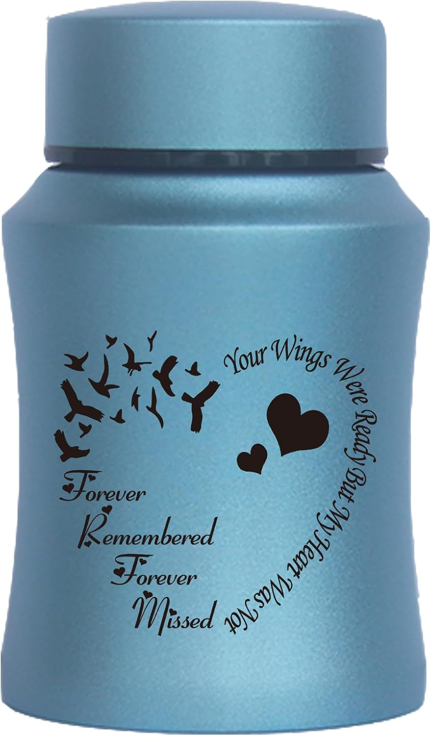 4.5 Inches High Small Urn for Human Ashes Stainless Steel Mini Cremation Urn Small Keepsake Urn Memorial Ashes Container-Blue image number 6