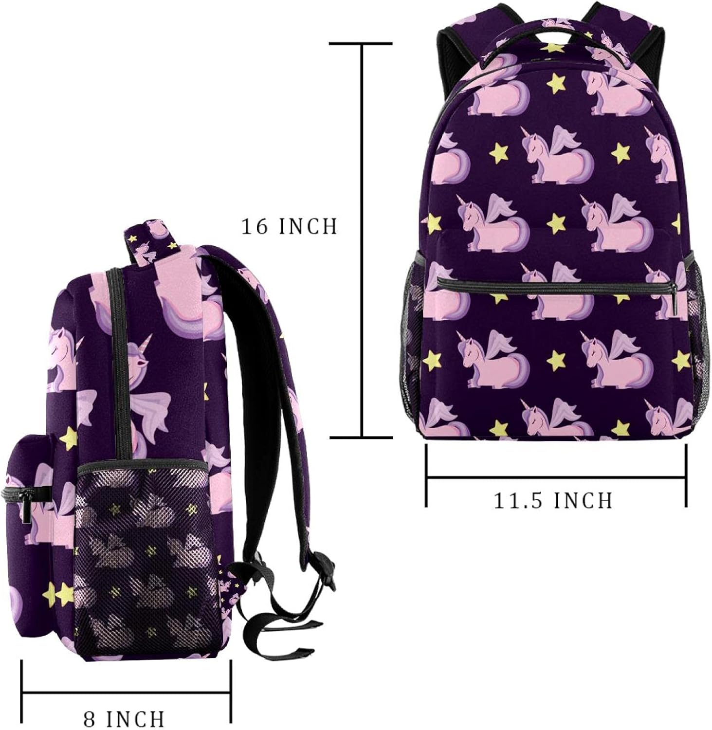 Cute Unicorns of Fairy Tale Pattern Backpack Students Shoulder Bags Travel Bag College School Tote Backpacks image number 3