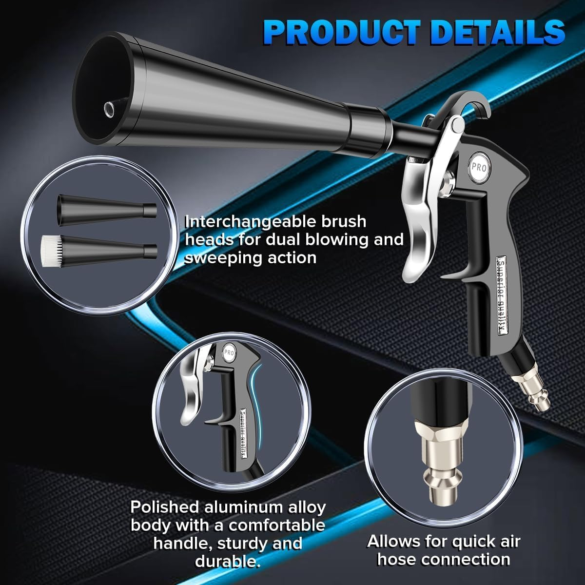 High-Pressure Air Blow Gun for Car & Dry Cleaning, 2 Nozzle Air Compressor Accessory - Efficient Dust & Dirt Removal for Automotive, Home & Workshop image number 5