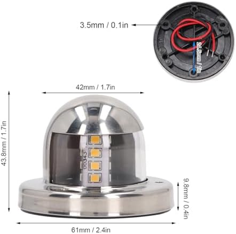 Round Navigation Light, IP66 Waterproof round White LED Marine Boat Light, Deck Light Navigation Transom Stern Cabin Lighting, 12V, Pontoon Fishing Boat Kayak Sailboat image number 2