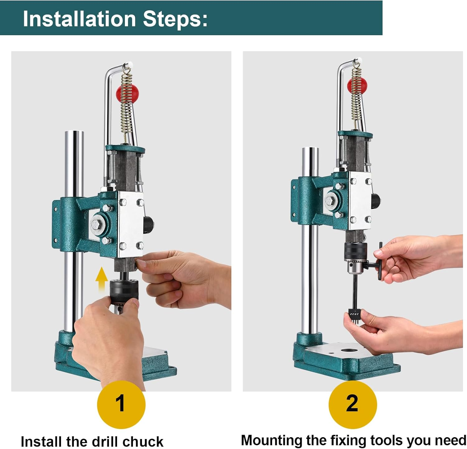 Soiiw Leather Hole Puncher Hand Punching Machine Heavy Duty Manual Press Puncher Punch Tools for DIY Leather Craft Punching Holes with 1.5-13Mm Clamping Chuck image number 5