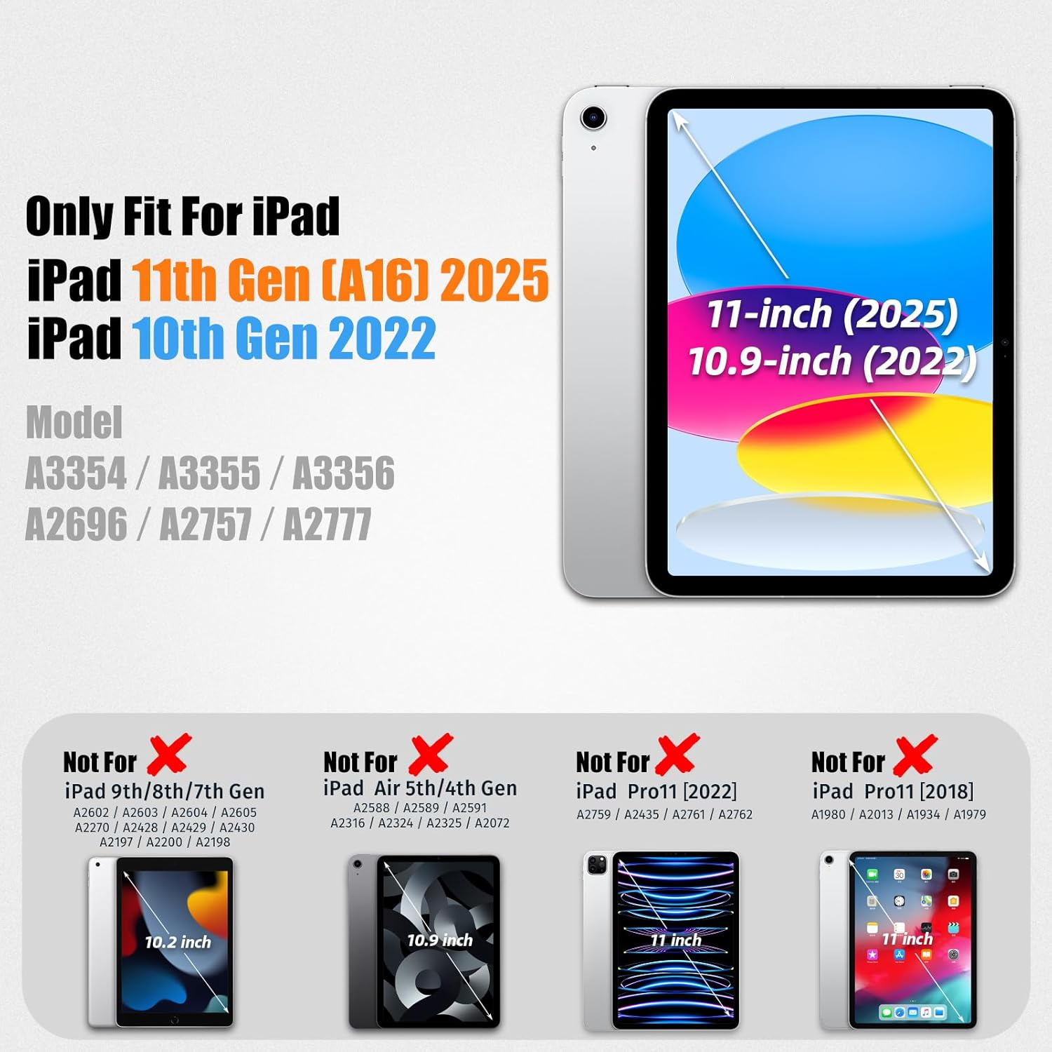 SEYMAC Stock Case for Ipad 11Th(A16) Generation 11" 2025/10Th Generation 10.9'' 2022, Shockproof Case with Screen Protector, 360&deg; Rotate Hand Strap/Stand, Black image number 5