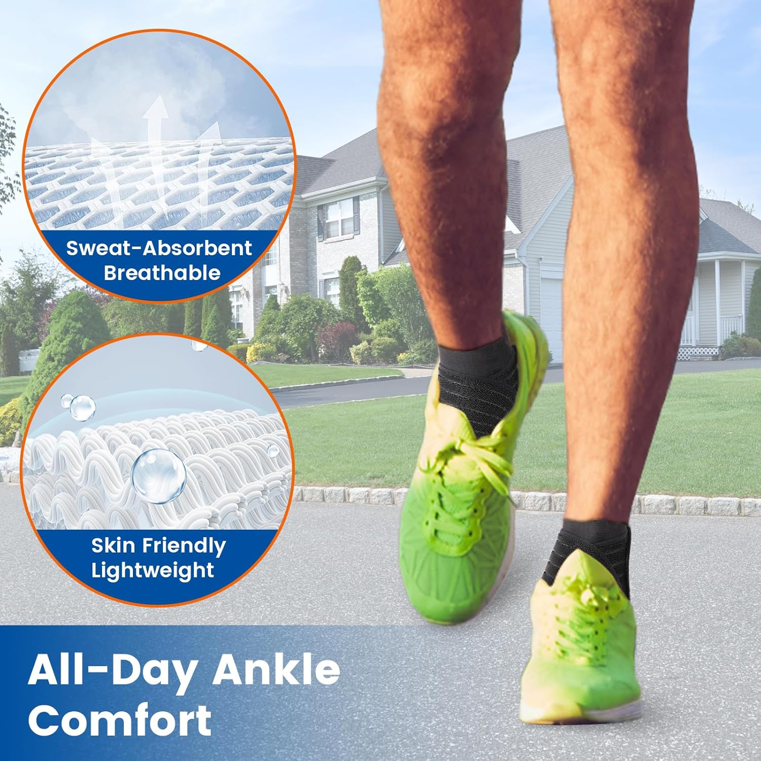 Willcom Elastic Ankle Support Brace - Lightweight Compression Sleeve with Adjustable Strap for Plantar Fasciitis, Achilles Tendonitis, Sprained, Sports Bandage Sock for Men & Women (Reg) image number 3