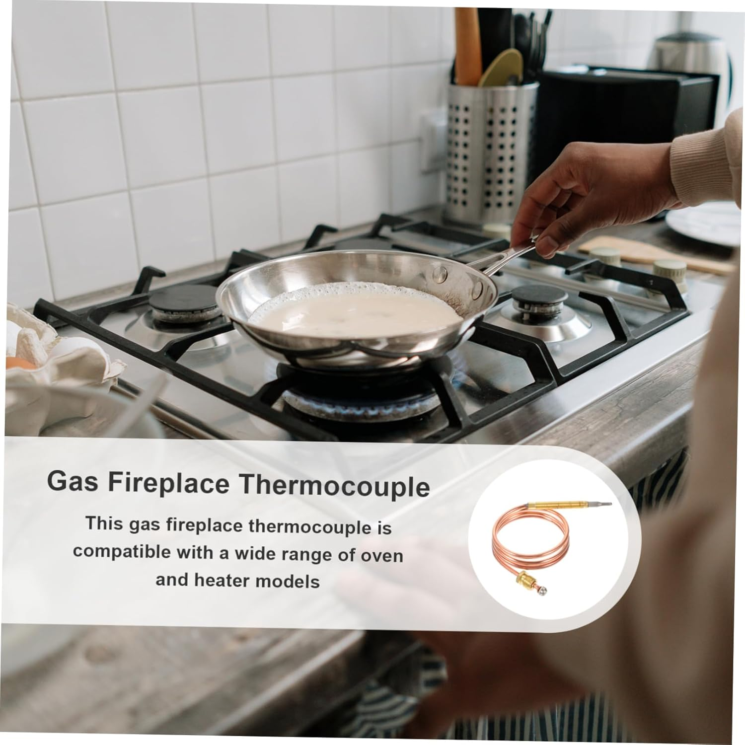 Thermocouple for BBQ Grill and Gas Fireplace Replacement 600Mm Probe Sensor for Oven and Stove Temperature Measurement Universal High-Precision Thermocouple