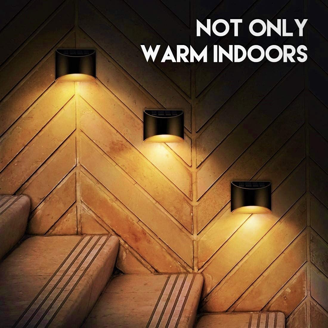 Leidrail Solar Step Lights Outdoor Deck Fence Stair Warm Light Sun Powered LED Illuminated Landscape Lighting Waterproof for House Yard Garden Post Black - 4 Pack image number 2