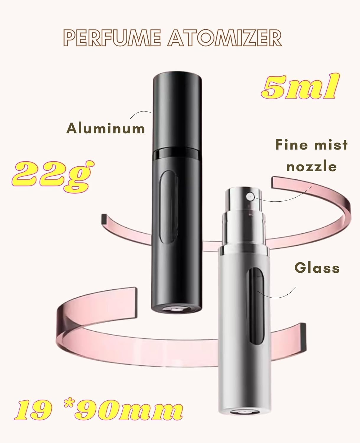 Asanana Refillable Perfume Atomizer Bottom Refill Charge Visualization Window Mini Luxury Stylish Empty 5Ml Fragrance Bottle Lightweight Travel Office Aluminum Atomiser(Sap-2P) (Black and Green) image number 2