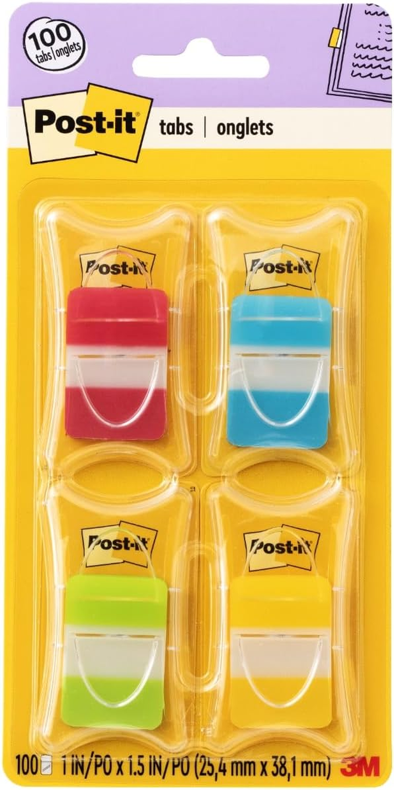 Post-It Easy Dispenser Durable Tabs 4 Assorted Colours 25.4Mm X 38.1Mm 686-RALY